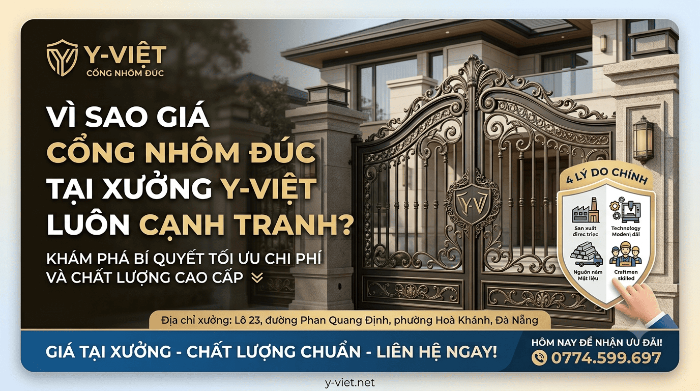 Vì sao giá cổng nhôm đúc tại xưởng Y-Việt luôn cạnh tranh trên thị trường?